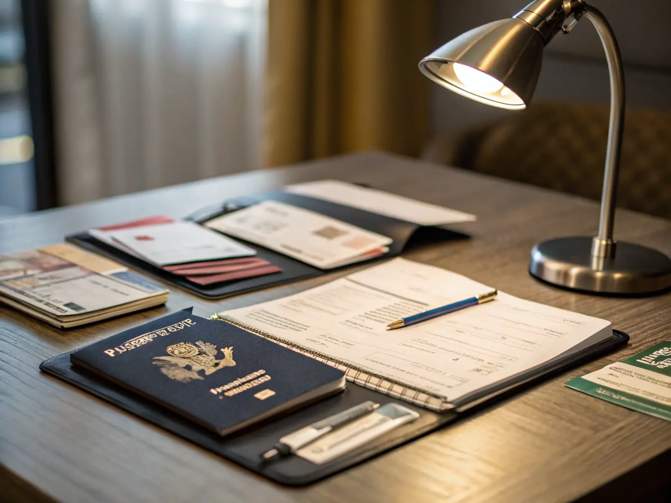 A close-up shot of a Canadian passport next to a partially filled travel consent form, with a pen resting on top, symbolizing the preparation for international travel and the need for proper documentation.